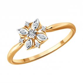 Кольцо из комбинированного золота SOKOLOV 1013098 с бриллиантом 1013098 фото