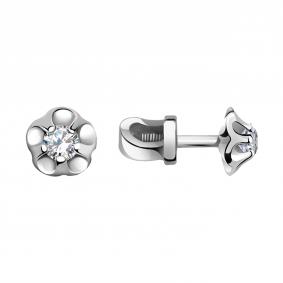 Серьги из белого золота Александра 1020019сб с бриллиантом 1020019сб фото