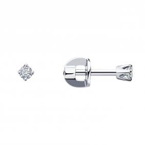 Серьги из белого золота SOKOLOV 1020045 с бриллиантом 1020045 фото