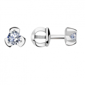 Серьги из белого золота Александра 1020118сб с бриллиантом 1020118сб фото