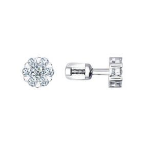 Серьги из белого золота SOKOLOV 1020126 с бриллиантом 1020126 фото