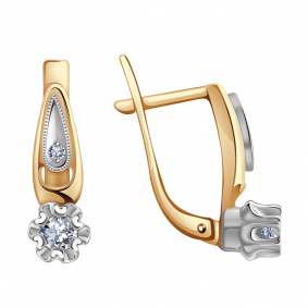 Золотые серьги Александра 1020132сбк с бриллиантом 1020132сбк фото