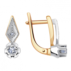 Золотые серьги Александра 1020155сбк с бриллиантом 1020155сбк фото