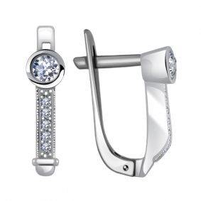 Серьги из белого золота Александра 1020183сб с бриллиантом 1020183сб фото