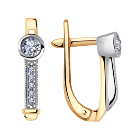 Золотые серьги Александра 1020183сбк с бриллиантом 1020183сбк фото