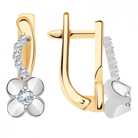 Золотые серьги Александра 1020290сбк с бриллиантом 1020290сбк фото