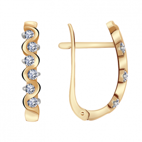 Золотые серьги Александра 1020363ск с бриллиантом 1020363ск фото