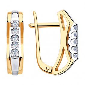 Золотые серьги Александра 1020369сбк с бриллиантом 1020369сбк фото