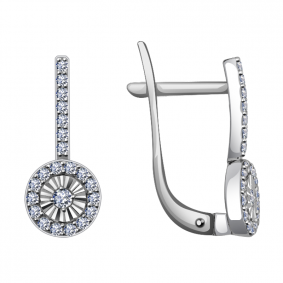 Серьги из белого золота Александра 1020522сб с бриллиантом 1020522сб фото