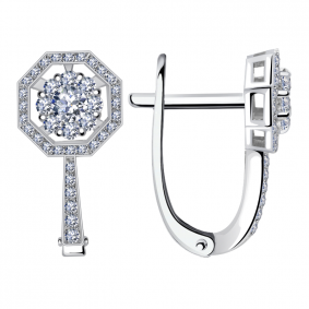 Серьги из белого золота Александра 1020523сб с бриллиантом 1020523сб фото