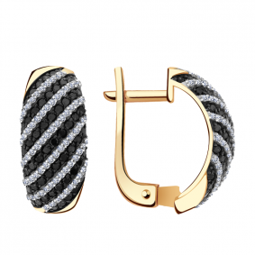 Золотые серьги Александра 1020566ск с бриллиантом 1020566ск фото