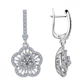 Серьги из белого золота Александра 1020600сб с бриллиантом 1020600сб фото