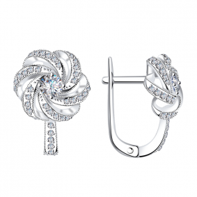 Серьги из белого золота Александра 1020619сб с бриллиантом 1020619сб фото