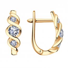 Золотые серьги Александра 1020682ск с бриллиантом 1020682ск фото