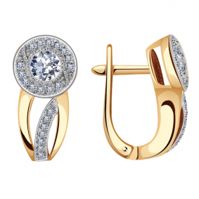 Золотые серьги Александра 1020704ск с бриллиантом 1020704ск фото