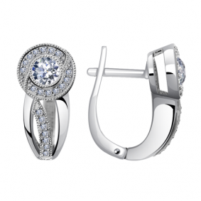 Серьги из белого золота Александра 1020705сб с бриллиантом 1020705сб фото