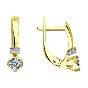 Серьги из лимонного золота SOKOLOV 1020719-2 с бриллиантом 1020719-2 фото