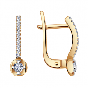 Золотые серьги Александра 1020722ск с бриллиантом 1020722ск фото