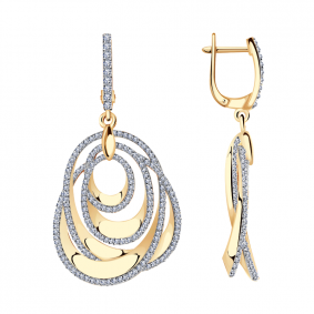 Золотые серьги Александра 1020762ск с бриллиантом 1020762ск фото