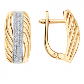 Золотые серьги Александра 1020794ск с бриллиантом 1020794ск фото