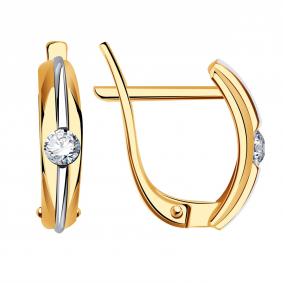 Золотые серьги Александра 1020826сбк с бриллиантом 1020826сбк фото