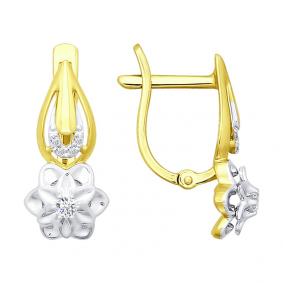 Серьги из лимонного золота SOKOLOV 1020882-2 с бриллиантом 1020882-2 фото