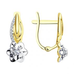 Серьги из лимонного золота SOKOLOV 1020883-2 с бриллиантом 1020883-2 фото