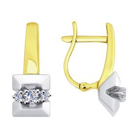 Серьги из лимонного золота SOKOLOV 1020960-2 с бриллиантом 1020960-2 фото