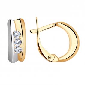 Золотые серьги Александра 1020972сбк с бриллиантом 1020972сбк фото