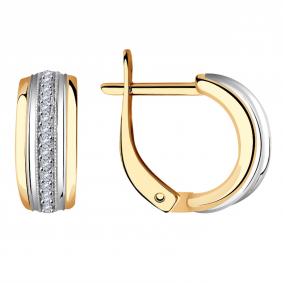 Золотые серьги Александра 1020986сбк с бриллиантом 1020986сбк фото