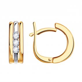 Золотые серьги Александра 1021008сбк с бриллиантом 1021008сбк фото