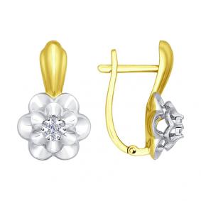 Серьги из лимонного золота SOKOLOV 1021023-2 с бриллиантом 1021023-2 фото