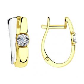 Серьги из лимонного золота SOKOLOV 1021054-2 с бриллиантом 1021054-2 фото