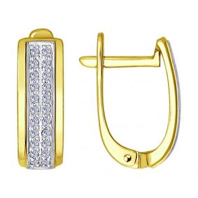 Серьги из лимонного золота SOKOLOV 1021058-2 с бриллиантом 1021058-2 фото