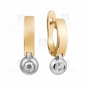 Золотые серьги Александра 1021079сбк с бриллиантом 1021079сбк фото