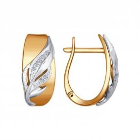 Золотые серьги SOKOLOV 1021086 с бриллиантом 1021086 фото