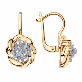 Золотые серьги Александра 1021088ск с бриллиантом 1021088ск фото