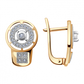 Золотые серьги Александра 1021117сбк с бриллиантом 1021117сбк фото