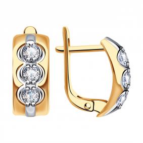 Золотые серьги Александра 1021147сбк с бриллиантом 1021147сбк фото