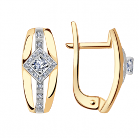 Золотые серьги Александра 1021154сбк с бриллиантом 1021154сбк фото