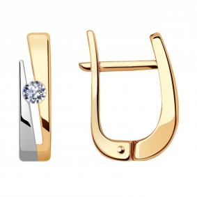 Золотые серьги Александра 1021156сбк с бриллиантом 1021156сбк фото