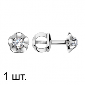 Одиночная серьга из белого золота Александра с бриллиантом 1021168сб 1021168сб фото