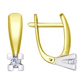 Серьги из лимонного золота SOKOLOV 1021170-2 с бриллиантом 1021170-2 фото