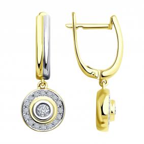 Серьги из лимонного золота SOKOLOV 1021186-2 с бриллиантом 1021186-2 фото