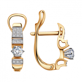 Золотые серьги Александра 1021188сбк с бриллиантом 1021188сбк фото