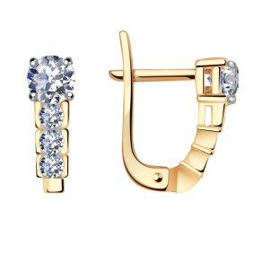 Золотые серьги Александра 1021222сбк с бриллиантом 1021222сбк фото