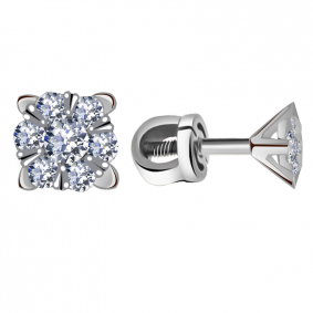 Серьги из белого золота Александра 1021228сб с бриллиантом 1021228сб фото