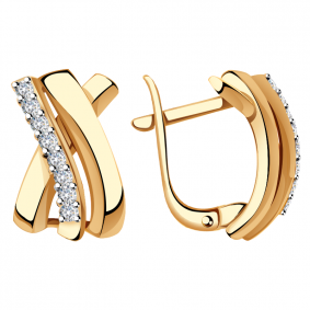 Золотые серьги Александра 1021232ск с бриллиантом 1021232ск фото