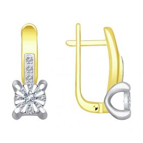 Серьги из лимонного золота SOKOLOV 1021262-2 с бриллиантом 1021262-2 фото