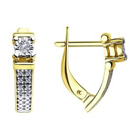 Серьги из лимонного золота SOKOLOV 1021313-2 с бриллиантом 1021313-2 фото